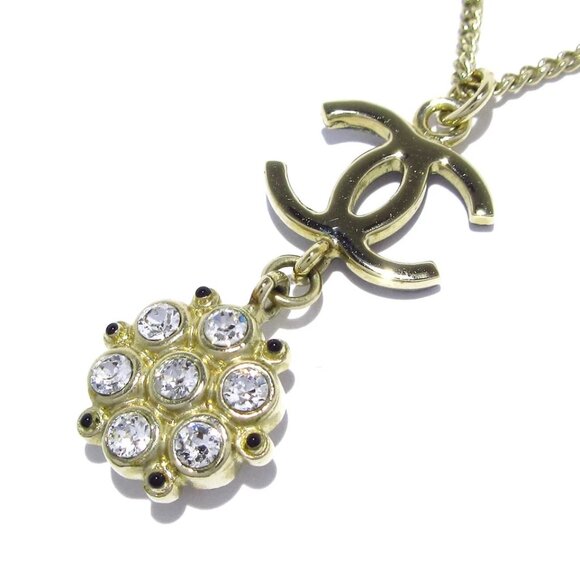 CHANEL - Champagne Gold Black Hardware Rhinestones Necklace 797-082225 - Picture 2 of 6
